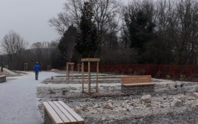 La neige s’invite dans les finitions du nouveau cimetière de DAGNEUX